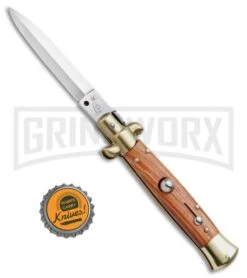 SKM/AB 8" Italian Stiletto Rosewood Automatic Knife - Dagger Satin -Kershaw Shop SKM AB Italian Stiletto Rosewood Dagger Satin BP 18415 jr bottlecap large