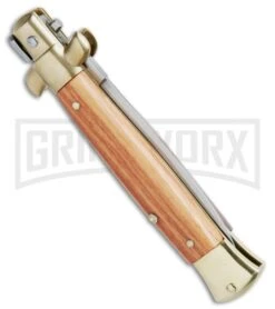 SKM/AB 8" Italian Stiletto Rosewood Automatic Knife - Dagger Satin -Kershaw Shop SKM AB Italian Stiletto Rosewood Dagger Satin BP 18415 jr side large