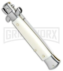 SKM/AB 8" Italian Stiletto Sim Ivory Automatic Knife - Dagger Satin -Kershaw Shop SKM AB Italian Stiletto Sim Ivory Dagger Satin BHQ 75624 jr side large