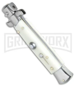 SKM/AB 8" Italian Stiletto Sim Ivory Automatic Knife - Dagger Satin -Kershaw Shop SKM AB Italian Stiletto Sim Ivory Dagger Satin BHQ 75624 jr spine large