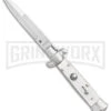 SKM 5.5" Italian Stiletto White Pearlex Automatic Knife - Bayonet -Kershaw Shop SKM AB Italian Stiletto White Pearlex Auto Bayo GX 31315 er large