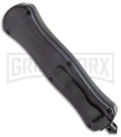 SKM Casket Wood Automatic OTF Dagger Knife - Two Tone Plain -Kershaw Shop SKM Casket G 10 Auto OTF Dagger Black TT Black Satin BHQ 141105 jr side large