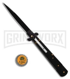 SKM 9.75" Slimline Black Wood Leverlock Automatic Knife - Black -Kershaw Shop SKM Slimline Black Blackwood Leverlock Knife BHQ 94933 ns.bottlecap large