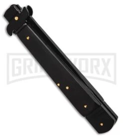 SKM 9.75" Slimline Black Wood Leverlock Automatic Knife - Black -Kershaw Shop SKM Slimline Black Blackwood Leverlock Knife BHQ 94933 ns.side large