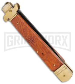 SKM 9.75" Slimline Rosewood Leverlock Automatic Knife - Black -Kershaw Shop SKM Slimline LL Auto Rosewood Black 45PGB BHQ 112598 jr side large