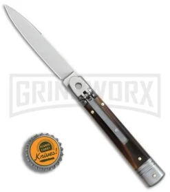 SKM 7.75" Slimline Brazilian Lever Lock Automatic Knife- Satin Swedge -Kershaw Shop SKM Slimline leverlock brazilian horn satin BHQ 81881 er bottlecap large