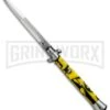 SKM AB 11" Italian Stiletto Yellow Swirl Killer Bee Automatic Knife - Bayonet -Kershaw Shop SKM Stiletto 11in Yellow Swirl Bayo BP 2960 jr large