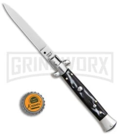 Frank B 9" Italian Stiletto Sim Dark Horn Automatic Knife - Flat -Kershaw Shop SMK 9in Italian Stiletto Sim Dark Horn Flat GX 31313 er bottlecap large