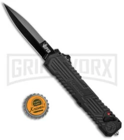 Schrade SCHOTF3B Viper OTF Assisted Opening Knife - Black Plain -Kershaw Shop Schrade Viper OTF Assisted Opening Knife Black SCHOTF3B BHQ 11577 jr bottlecap large