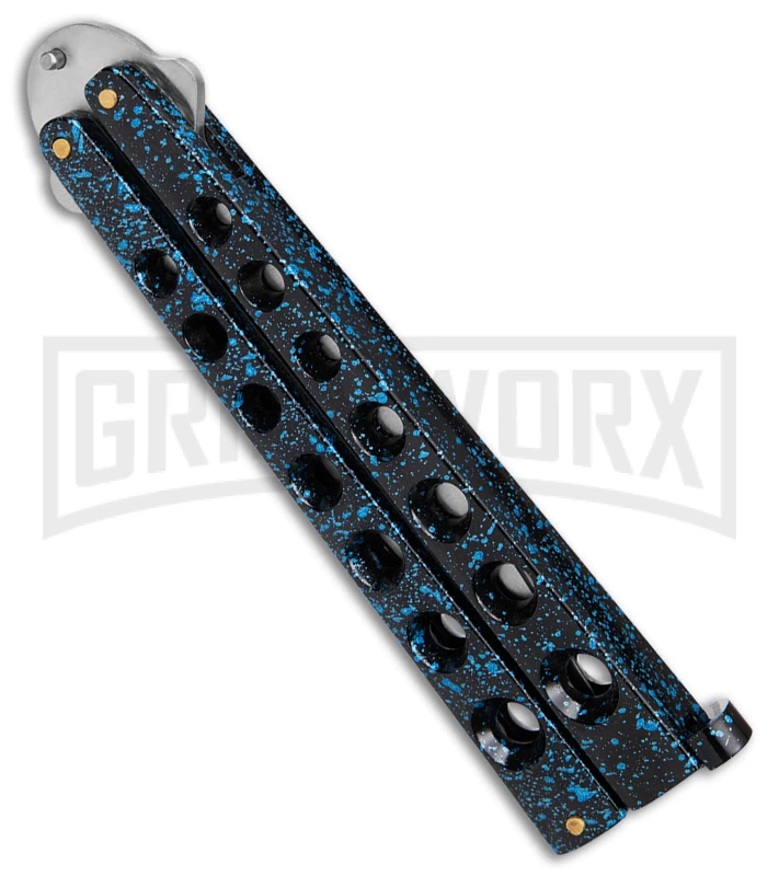Scoundrel Balisong Black/Blue Butterfly Knife - Satin Plain 4 Scoundrel Balisong Black/Blue Butterfly Knife - Satin Plain - Image 2