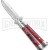 Skipper Red Swirl Balisong Aluminum Butterfly Knife - Drop Point Satin Plain -Kershaw Shop Skipper Red Swirl Balisong Aluminum Butterfly DP Satin BHQ 177243 jr large