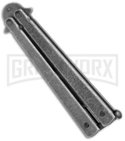 Skipper Black SW Balisong Butterfly Knife - Black Stonewash Plain -Kershaw Shop Skipper black SW Blaisong Butterfly Knife Black SW Plain GX 22537 jr side large