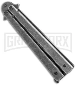Skipper Black SW Balisong Butterfly Knife - Black Stonewash Plain -Kershaw Shop Skipper black SW Blaisong Butterfly Knife Black SW Plain GX 22537 jr spine large