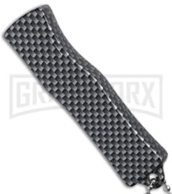 Skull Mini Dog Tag Gray Black Carbon Fiber D/A OTF Automatic Knife - Satin Plain 8 Skull Mini Dog Tag Gray Black Carbon Fiber D/A OTF Automatic Knife - Satin Plain -Kershaw Shop Skull Mini Dog Tag CF DA Auto Satin BHQ 175039 jr sside large