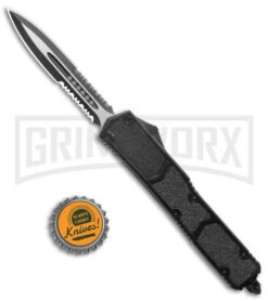Atomic Slim Dagger Black OTF Automatic Knife - Two Tone Serr -Kershaw Shop Slim Atomic Dagger Black OTF Auto TT Serr GX 32375 jr bottlecap large