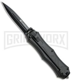 Smith & Wesson Spring Assisted Finger Actuator Spear Point OTF Knife - Black