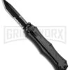 Smith & Wesson Spring Assisted Finger Actuator Tanto OTF Knife - Black Serr -Kershaw Shop Smith Wesson OTF Assist Finger Actuator Tanto Black Serr SWOTF9TBS BHQ 67474 jr large
