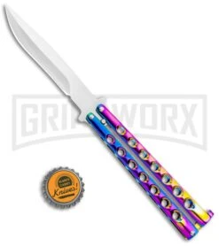 Spectrum Balisong Butterfly Knife (4.25"Satin) -Kershaw Shop Spectrum Balisong Butterfly Satin GX 37521 jr bottlecap large