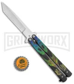 Super Knife Black Balisong Butterfly Knife Dragon - Tanto Satin -Kershaw Shop Super Knife Black Balisong Butterfly Dragon Tanto Satin GX 37354 jr bottlecap large