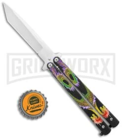 Super Knife Purple Balisong Butterfly Knife Dragon - Tanto Satin -Kershaw Shop Super Knife Purple Balisong Butterfly Dragon Tanto Satin 1109PGR GX 36802 jr bottlecap large