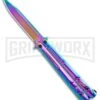 Super Knife Rainbow Balisong Butterfly Knife Skull/Bones - Rainbow Serr