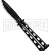 Super Knife Sleek Slinger Black Balisong Butterfly Knife - Black Plain -Kershaw Shop Super Knife Sleek Slinger Black Bali black plain BP 30076 er large