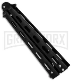 Super Knife Sleek Slinger Black Balisong Butterfly Knife - Black Plain -Kershaw Shop Super Knife Sleek Slinger Black Bali black plain BP 30076 er spine large