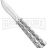 Super Knife Sleek Slinger Silver Balisong Butterfly Knife - Satin Serr -Kershaw Shop Super Knife Sleek Slinger Silver Balisong Butterfly Knife Satin Serr GC16SL SERR GX 33398 jr large