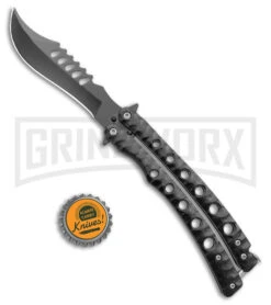 Swift Black Persian Balisong Coated Butterfly Knife - Black -Kershaw Shop Swift Black Persian Balisong Coated Butterfly Black BX 39697 jr bottlecap large