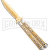 Swift Gold Balisong Titanium Coated Butterfly Knife - Gold -Kershaw Shop Swift Gold Balisong Ti Coated Butterfly Gold GX 39695 jr large