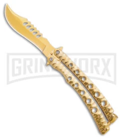 Swift Gold Persian Balisong Coated Butterfly Knife - Gold