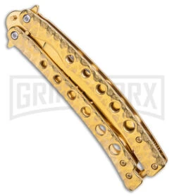 Swift Gold Persian Balisong Coated Butterfly Knife - Gold -Kershaw Shop Swift Gold Persian Balisong Coated Butterfly Gold BHQ 163658 jr side large