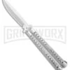 Swift Silver Balisong Titanium Coated Butterfly Knife - Satin -Kershaw Shop Swift Silver Balisong Ti Coated Butterfly Satin GX 39696 jr large