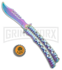 Swift 9"Rainbow Persian Balisong Coated Butterfly Knife - Spectrum -Kershaw Shop Swift Spectrum Persian Balisong Coated Butterfly Spectrum GX 39594 jr bottlecap large