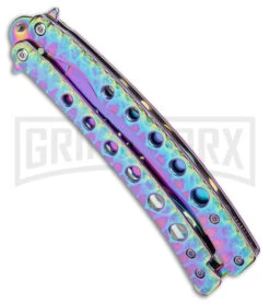 Swift 9"Rainbow Persian Balisong Coated Butterfly Knife - Spectrum -Kershaw Shop Swift Spectrum Persian Balisong Coated Butterfly Spectrum GX 39594 jr side large