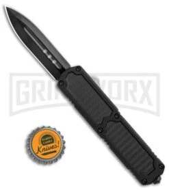 Titan Black D/A OTF Sim Carbon Fiber Automatic Knife - Dagger Black Plain -Kershaw Shop Titan Black DA OTF Sim CF Auto Dagger Black GX 34299 jr bottlecap large