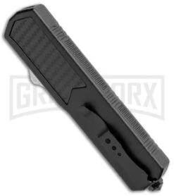 Titan Black D/A OTF Sim Carbon Fiber Automatic Knife - Dagger Black Plain -Kershaw Shop Titan Black DA OTF Sim CF Auto Dagger Black GX 34299 jr side large