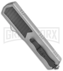 Titan D/A OTF Sim Carbon Fiber Automatic Knife Gray - Dagger Black Plain -Kershaw Shop Titan Black DA OTF Sim CF Auto Gray Dagger Black GX 36378 jr side large
