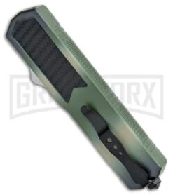 Titan Camo D/A OTF Sim Carbon Fiber Automatic Knife - Dagger Satin Plain -Kershaw Shop Titan Camo DA OTF Sim CF Auto Dagger Satin GX 34098 jr side large