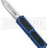 Titan Blue D/A OTF Automatic Knife - Dagger Satin Serrated 4TH18
