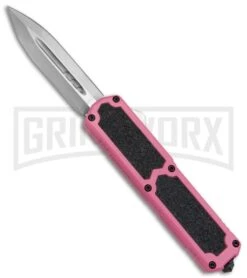 Titan Pink D/A OTF Automatic Knife - Dagger Satin Plain