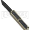 Titan Tan D/A OTF Automatic Knife - Tanto Black Serrated -Kershaw Shop Titan DA OTF Tanto Black Serrated Tan BP 19169 jr large