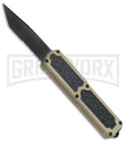 Titan Tan D/A OTF Automatic Knife - Tanto Black Serrated