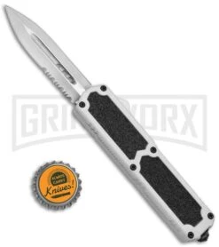 Titan White D/A OTF Automatic Knife - Dagger Satin Serrated -Kershaw Shop Titan DA OTF White Dagger Satin Serr BP 20262 jr bottlecap large