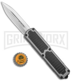 Titan Gray D/A OTF Sim Carbon Fiber Automatic Knife - Dagger Satin Plain -Kershaw Shop Titan Gray DA OTF Sim CF Auto Dagger Satin Plain BP 25411 jr bottlecap large
