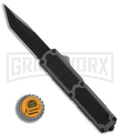 Titan Gray D/A OTF Automatic Knife - Tanto Black -Kershaw Shop Titan Gray DA Tanto black BP 27632 er bottlecap large