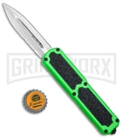 Titan Green D/A OTF Automatic Knife - Dagger Satin Serr -Kershaw Shop Titan Green DA OTF Auto Dagger Satin Serr BP 25410 jr bottlecap large