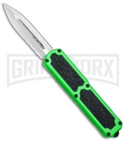 Titan Green D/A OTF Automatic Knife - Dagger Satin Serr