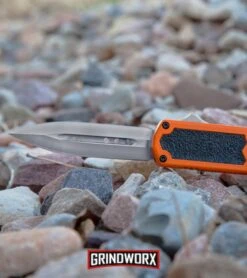 Titan Orange D/A OTF Automatic Knife - Dagger Satin Plain -Kershaw Shop Titan Orange DA OTF Auto Dagger Satin Plain BP 15357 jr large