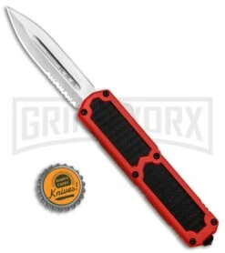 Titan Red D/A OTF Sim Carbon Fiber Automatic Knife - Dagger Satin Serrated -Kershaw Shop Titan Red DA OTF Sim CF Dagger Satin Serr BP 29300 jr bottlecap large